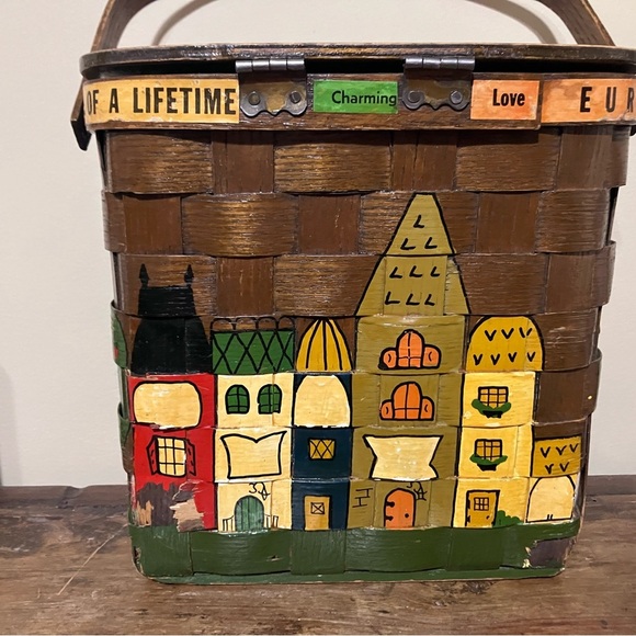 Charming Brown and Multicolor Decorative Basket Purse - Picture 1 of 7